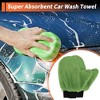 Unique Bargains Car Wash Towel Coral Fleece for Car Cleaning Wiping 9.84"x7.87"x0.39" Green 2 Pcs - 2 of 4