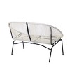 Outdoor Patio Rattan Loveseat,Modern Hammock Weave Loveseat with Metal Frame,PE Rattan Loveseat Bench for Garden or Deck-Coolbibila - 3 of 4