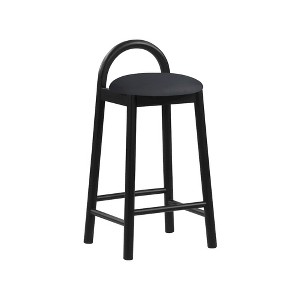 Meridian Furniture,Calvin Black Vegan Leather Stool - 1 of 4