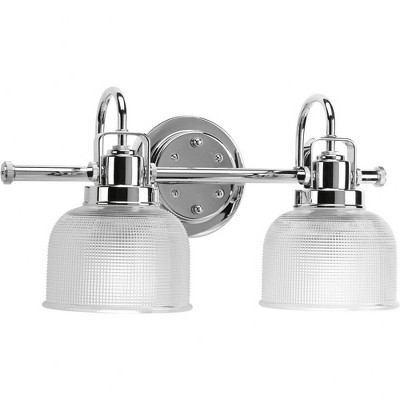 Progress Lighting Archie 2-Light Wall Sconce, Chrome, Prismatic Glass Shade