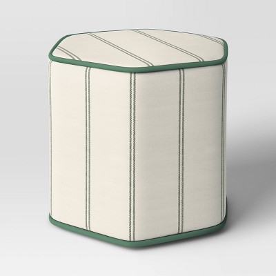 18"x16" Lydia Stripe Hexagon Outdoor Patio Poufs Green/Off-White - Threshold™ designed with Studio McGee