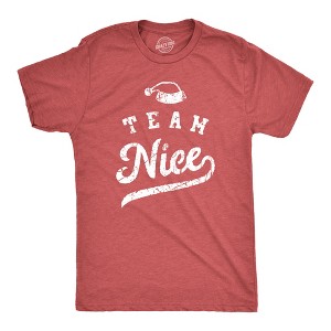 Mens Team Nice T Shirt Funny Xmas Party Santas List Tee For Guys - Crazy Dog Men's T Shirt - 1 of 4