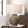 Uttermost Rock Of Ages Rust Brown Table Lamp – Textured Ceramic Base with Fabric Shade and Iron Accents - 2 of 4