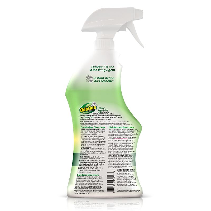 OdoBan Ready-to-Use Disinfectant and Odor Eliminator, 32 Ounce Spray Bottle, Original Eucalyptus Scent, 2 of 8