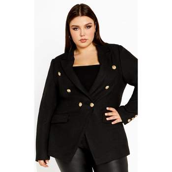 City Chic  Women's Plus Size Perfect Suit Jacket - Black - 14w