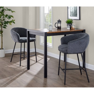 Charcoal Swivel Counter Height Barstools with Metal Frame - Set of 2