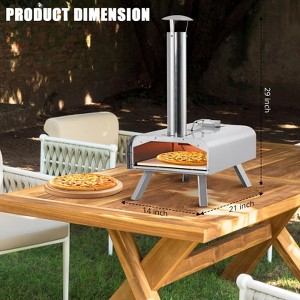 Portable Pizza Oven Outdoor, 12" Wood Pellet Pizza Ovens with Pizza Stone & Storage Bag & Pizza Peel, Stainless Steel Pizza Maker Grill - 1 of 4