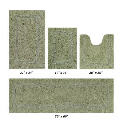 Lux Premium 100% Cotton Tufted Solid Reversible 4 PC Bath Rug Set – Ultra-Soft, Water-Absorbent, Durable, Machine Washable Bathroom Rug