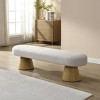 Modern Bouclé Upholstered Oval Dining Bench, Wood Leg Entryway Bench for Dining Room, Bedroom or Entryway – Cuddlewood - 2 of 4