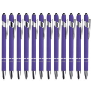 Unique Bargains Metal Black Ink Medium Point 2 in 1 Ballpoint Pen with Screen Touching Tip Style 1 12 Pcs - 1 of 4