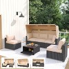 Garvee Outdoor Daybed with Canopy,6 Pieces Patio Furniture Sets Adjustable Backrest PE Gradient Wicker Sectional Furniture Set - 2 of 4
