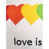 12"x12" 'Love is Love Hearts' Embroidered Pride Square Throw Pillow Rainbow/Cream - Edie@Home: Faux Linen, Velvet Back - 2 of 4