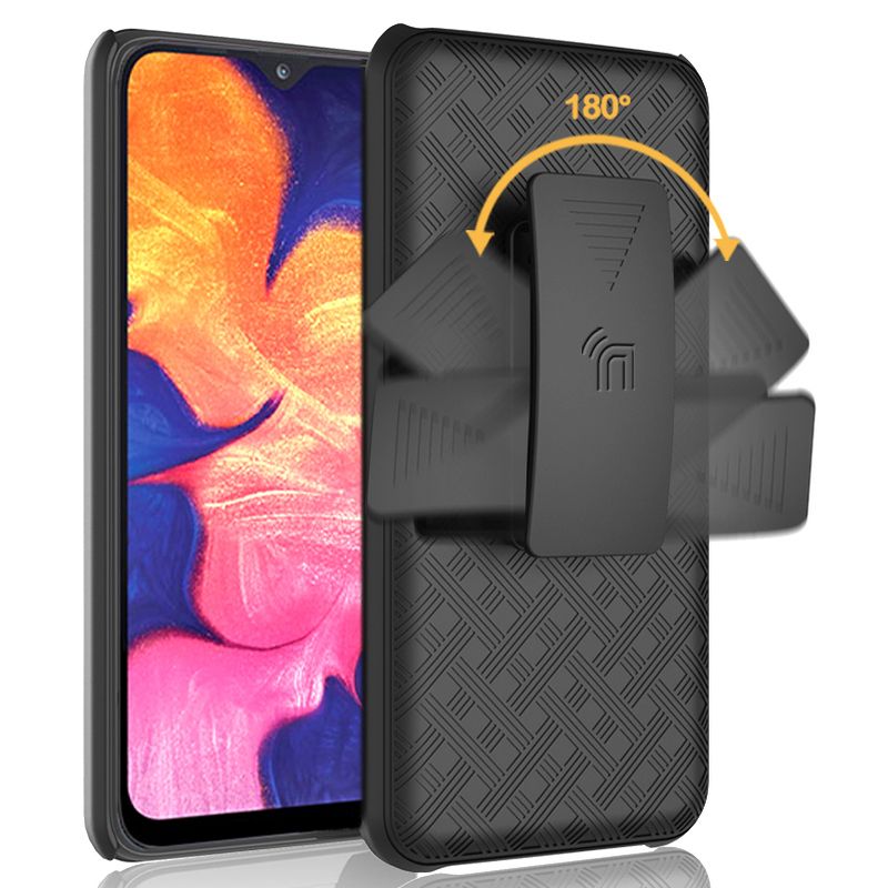 Nakedcellphone Case with Stand and Belt Clip Holster for Samsung Galaxy A10e - Black, 2 of 10