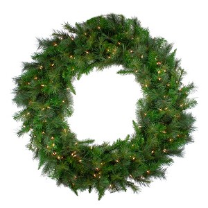 Northlight Real Touch™ Pre-Lit Canyon Pine Mixed Artificial Christmas Wreath - 48" - Clear Lights - 1 of 4