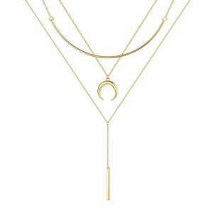Turandoss Dainty Layered Choker Necklace, Handmade Plated Y Pendant Multilayer Bar Disc Necklace Adjustable Layering Choker for Women - 1 of 1