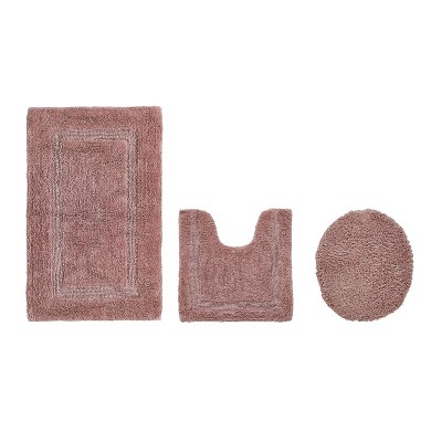 Lux Premium 100% Cotton  Ultra-Soft Tufted Solid Reversible 3 Piece Bath Rug Set, Water-Absorbent, Durable, Machine Washable Bathroom Rug