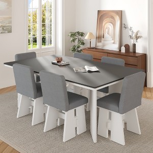 Whisen 7-Piece Dining Table Set with 6 Upholstered Chairs - 1 of 4
