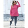 Coolmee Women Plus Size High Neck Long Sleeve Slim-Fit Striped Slit Midi Tops - 3 of 4