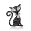 Ross-Simons 2.00 ct. t.w. Black Spinel and 1.40 ct. t.w. Blue and White Topaz Cat Pin Pendant Necklace in Sterling - 4 of 4