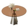 35" Modern Round Glass Dining Table with Stainless Steel Base, Small Space Kitchen or Breakfast Nook Table for 4 -3irtyhousy - 3 of 4
