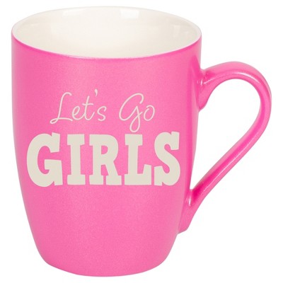 100 North Pink Metallic Finish, 10 Ounce, Comfortably Fits Your Hands, New Bone China Coffee Tea Cup Mug, Let's Go Girls