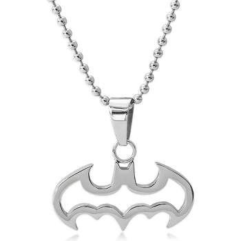 DC Comics Batman Stainless Steel Cut Out Logo Pendant Necklace, 16" Ball Chain