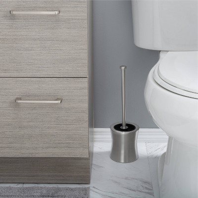 Hour Glass Shaped Silver Stainless Steel Toilet Brush and Holder