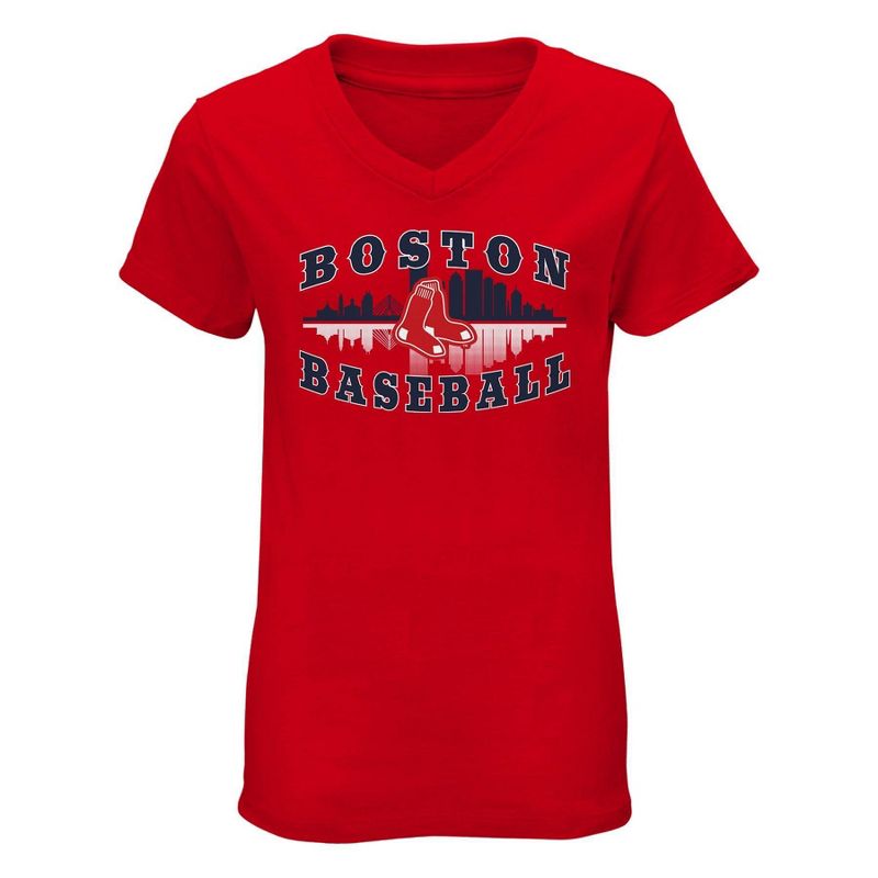 MLB Boston Red Sox Girls&#39; V-Neck T-Shirt, 1 of 2
