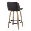 Contemporary 360¡ã Swivel Counter Stools with Padded Faux Leather Seat, Bent Wood Legs, and Round Metal Footrest (Set of 2) for Kitchen - 4 of 4