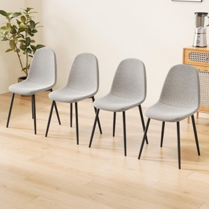 SEVOBAL Dining Chairs Set of 4 Modern Linen Padded Chairs with Black Metal Legs for Kitchen Office Use, Gray, 17.3"*16.9"*34.6" - 1 of 4