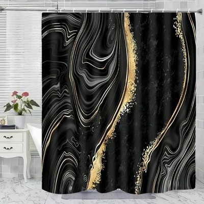LunaLulinlk Black and Golden Marble Shower Curtain