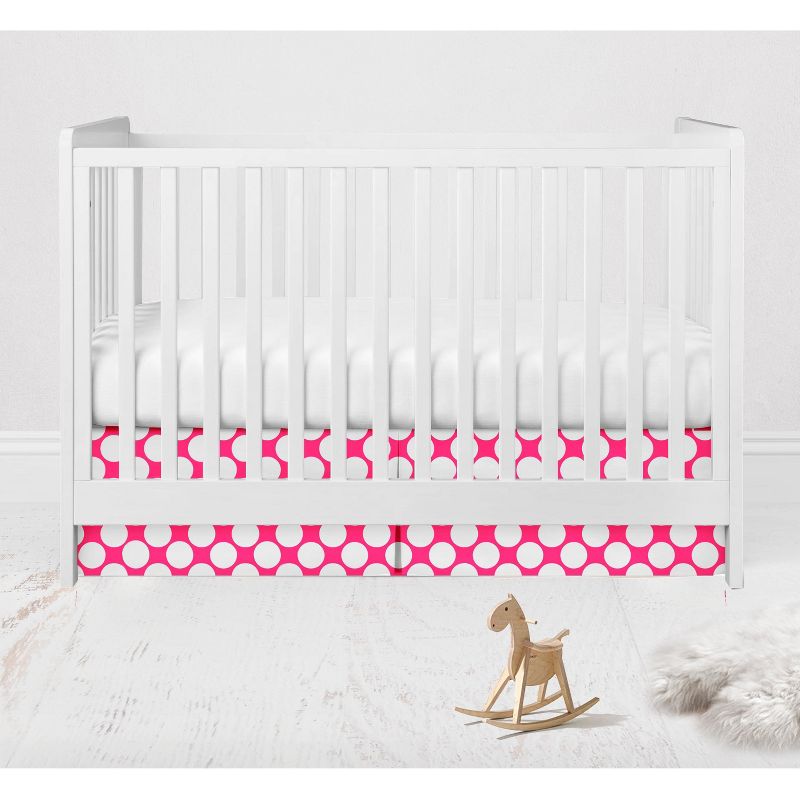 Bacati - Large Dots Crib/Toddler Bed Skirt - Fuschia, 1 of 5