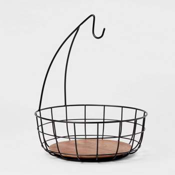 Iron and Mangowood Wire Fruit Basket with Banana Hanger Black - Threshold™