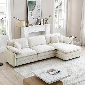 Oversized 115.34" Corduroy Modular L-Shaped Sectional Sofa with Double-Layer Cushions and Ottomans, 4-Piece Free combination Sofa - 1 of 4