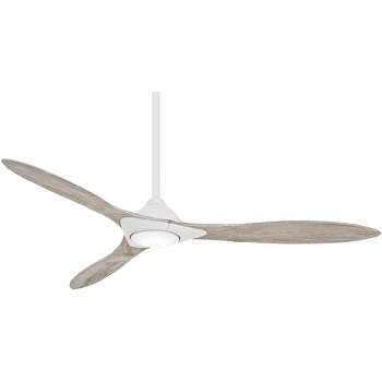 60" Minka Aire Modern 3 Blade Indoor Ceiling Fan with LED Light Remote Control Flat White for Living Room Kitchen Bedroom Dining
