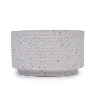 2 pcs Ceramic Flower Pot, Modern Milk White Planter with Drainage for Indoor Outdoor Plants, Garden Patio Windowsill Decorative Houseplant Container - 1 of 4