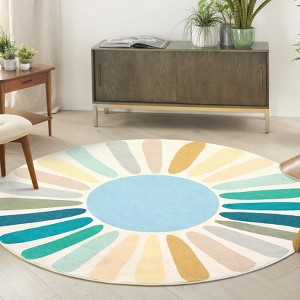 Area Rug for Living Room Machine Washable Modern Sun Rug - 1 of 4