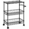 GustoWave 3 Tier Wire Shelving Rolling Cart with Handles for Kitchen Bar Office - 2 of 4