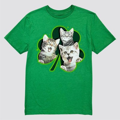 Men's IML Clover Cats Short Sleeve Graphic T-Shirt - Heathered Green XXL