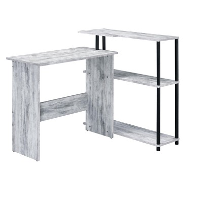 Vynxaria Antique White Black Writing Desk Vintage-Farmhouse Design for Home Office Rustic Interiors
