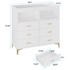Coucheta Dresser for Bedroom with 6 Drawers, Dresser with LED Lights & Power Outlet, 6-Drawer Baby Changing Table with 2 Open Shelves & Changing Top - 2 of 4