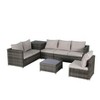 6-Piece Outdoor Wicker Sectional Sofa, Rattan Patio Conversation Furniture Set with Corner Table & Tempered Glass Coffee Table - ModernLuxe - 4 of 4
