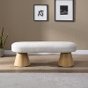MOEPISY Upholstered Bedroom End of Bed Entryway Bench Fabric Ottoman, Beige Stool Top Wood Leg 300 LBS Weight Capacity - 2 of 4