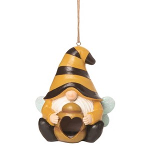 Transpac Resin 7" Yellow Spring Garden Gnome Birdhouse - 1 of 2