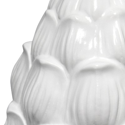 White Resin Table Lamp with Fabric Shade and 3-Way Switch