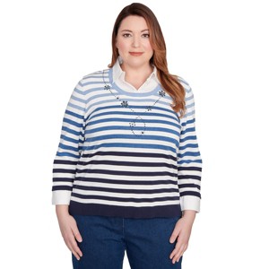 Alfred Dunner Women's Ombre Stripe Two In One Sweater - 1 of 4