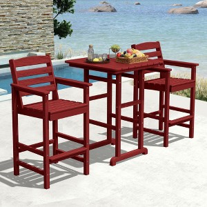 Hyleory 3-Piece HDPE Outdoor Patio Bar Set with Bar Stools - 1 of 4