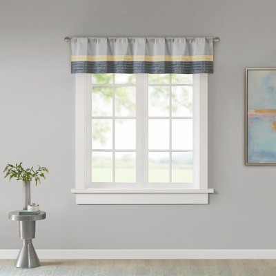 Yellow and Gray Faux Silk Pintuck Window Valance