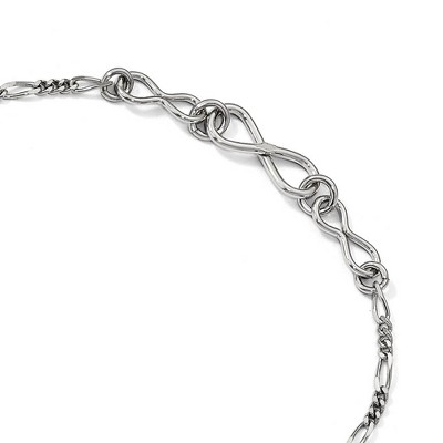 Black Bow Jewelry Sterling Silver 6mm Infinity and 2mm Figaro Link Anklet, 9-10 Inch
