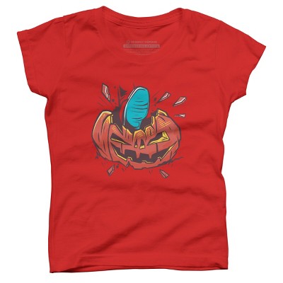 Girl's Design By Humans Halloween smashed pumpkin By BlackBerry55 T-Shirt